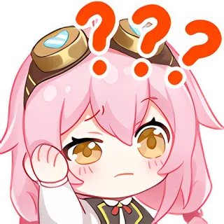 🧐 anime, confuso, pontos de interrogação, fofo, personagem, pensando telegram sticker