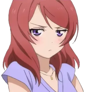😒 Maki Nishikino Love Live! Anime, Fille, Maki Nishikino, Love Live, En colère, Expression, Portrait telegram sticker