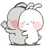 ☺ coelho, abraço, fofo, desenho animado, animal, kawaii whatsapp sticker