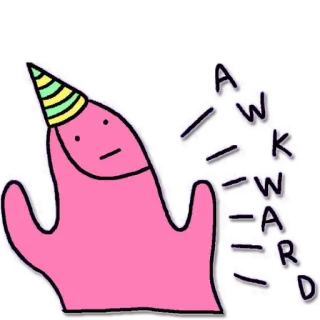 😐 AWKWARD 気まずい, パーティー, 面白い, 漫画, 手, ばか telegram sticker