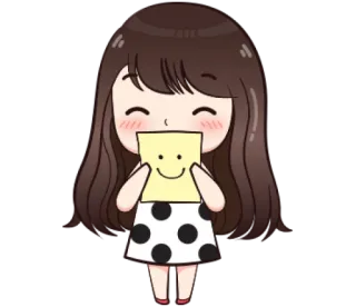 🙊 Desenho animado, Menina, Sorriso, Feliz, Fofo, Personagem whatsapp sticker