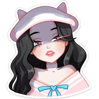 😠 스티커, 고양이 귀, 만화, 여자, 애니메이션, 귀여운 telegram sticker