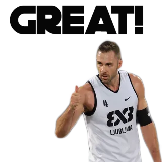 ✊ LJUBLJANA basketbal, atleet, sport, duim omhoog, Ljubljana telegram sticker