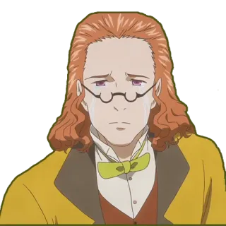 😥 Anime, Piangendo, Triste, Personaggio, Occhiali, Elegante telegram sticker