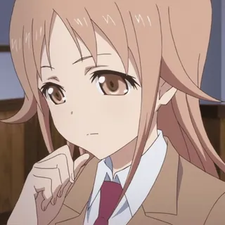 🤔 动漫女孩, 校服, 棕色头发, 卡通, 可爱, 肖像 whatsapp sticker