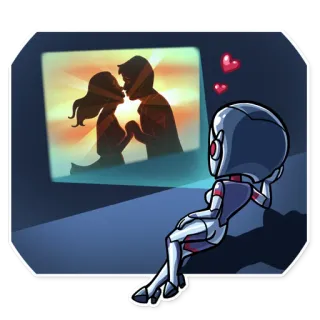 📽 robot, love, watching, affection, silhouette telegram sticker