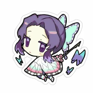 🥺 Shinobu Kocho Demon Slayer anime, shinobu kocho, demon slayer, chibi, butterfly, manga telegram sticker