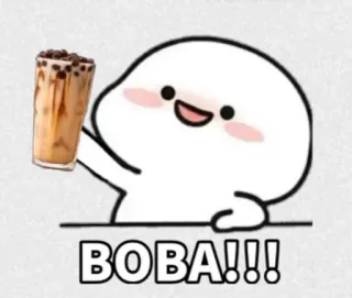 🌷 BOBA!!! บoba, ชานมไข่มุก, เครื่องดื่ม, การ์ตูน telegram sticker