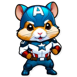 ✊ Captain America Captain America, supereroe, cartone animato, criceto, animale, Marvel telegram sticker