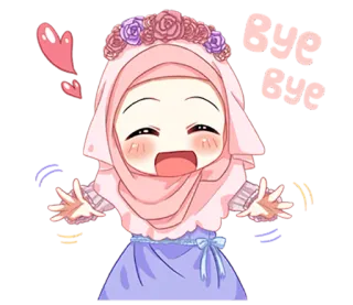 😊 dibujos animados, hiyab, chica, kawaii, lindo, rosas, personaje whatsapp sticker