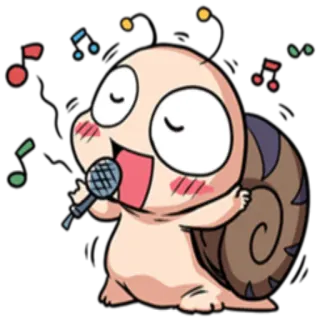 🎤 หอยทาก, ไมโครโฟน, ร้องเพลง, การ์ตูน, น่ารัก, แอนิเมชั่น, ตัวละคร telegram sticker