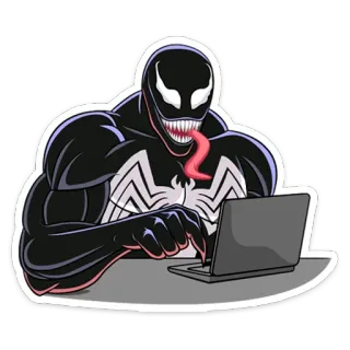 💻 Venom ヴェノム, マーベル, シンビオート, ラップトップ, キャラクター, アンチヒーロー whatsapp sticker