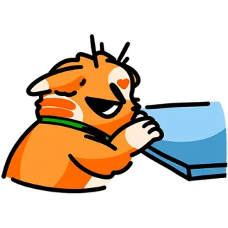 😒 만화, 고양이, 마시는, 주황색, 파란색, 귀여운 telegram sticker