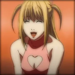 🎭 Misa Amane Death Note Anime, Death Note, Misa Amane, Postać, Blondwłosa, Uśmiechnięta telegram sticker