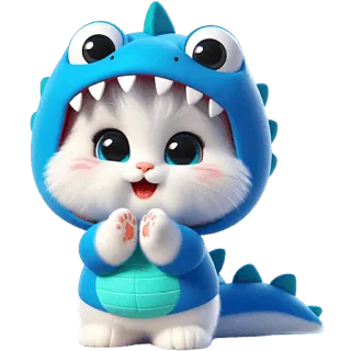 👏 猫, 恐竜, かわいい, 動物, 子猫, アニメ, カワイイ telegram sticker