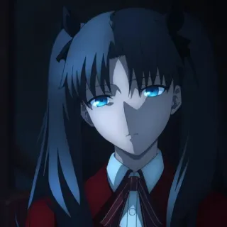 🤢 Rin Tohsaka Fate/stay night Anime, Cartone animato, Ritratto, Personaggio, Illustrazione telegram sticker