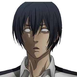 😨 anime, impactado, masculino, personaje, ojos vacíos whatsapp sticker