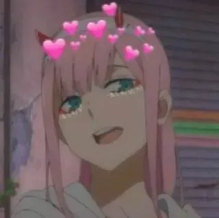 💞 Zero Two Darling in the Franxx アニメ, ゼロツー, ダーリン・イン・ザ・フランキス, ピンク髪, ハート telegram sticker