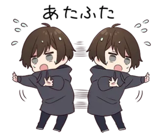 😯 あ たふた anime, chibi, sweat, frustrated, cute telegram sticker