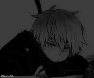 🗿 @QoroshutDot Anime, Manga, Garçon, Noir et blanc whatsapp sticker
