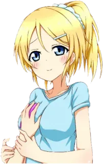 🙂 Anime, Meisje, Blond haar, Blauwe ogen telegram sticker