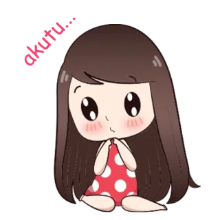 😶 Hey cute, kawaii, cartoon, girl, greeting, adorable telegram sticker