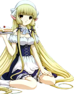 🍰 anime, girl, maid, cake, blonde, cute telegram sticker