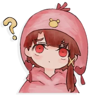 ❔ anime girl, question mark, pink, cute, cartoon telegram sticker