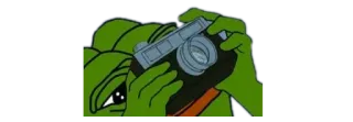 ☘ Pepe the Frog пепе, лягушка, мем, камера, фотография telegram sticker