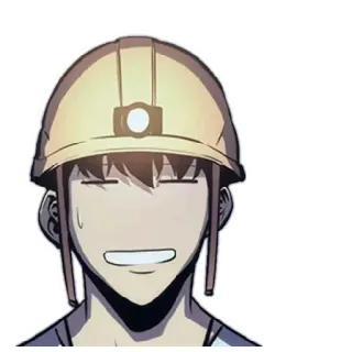 😅 man, hard hat, construction, anime, sweat telegram sticker