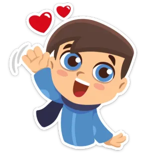 💖 Cartoon, Junge, Herzen, Sticker, Süß, Freundlich whatsapp sticker