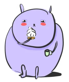 🧁 fofo, desenho animado, animal, sorvete, café, caprichoso, engraçado, roxo telegram sticker