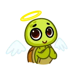 😇 거북이, 천사, 후광, 귀여운, 카와이, 만화 telegram sticker