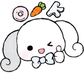☁ OK 토끼, 당근, 귀여운, 동물, 스티커, 만화, OK telegram sticker