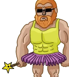 😎 hombre, tutú, gafas, hada, gracioso, ilustración, dibujos animados whatsapp sticker