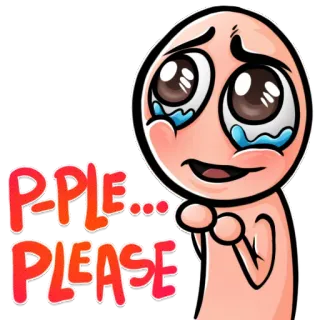 🥺 P-PLE... PLEASE suplicando, rogando, petición, dibujo, expresión, triste, llorando telegram sticker