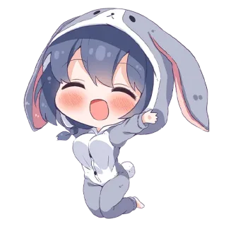 🐰 Аниме, Кролик, Милый, Каваий, Персонаж, Иллюстрация whatsapp sticker