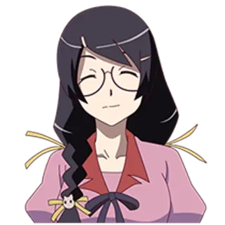 😊 Anime, Personaggio, Donna, Occhiali, Cartone animato telegram sticker