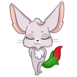 💐 fenek, zwierzę, słodki, kreskówka, naklejka, uszy, czerwono-zielony ogon telegram sticker