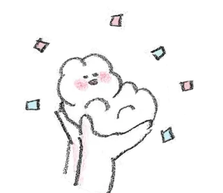 💭 imut, beruang, ilustrasi, tangan, konfeti, kawaii telegram sticker