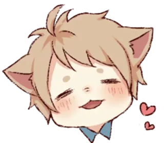 😘 Аниме, Кошачьи ушки, Каваи, Милый, Мультфильм, Сердце telegram sticker