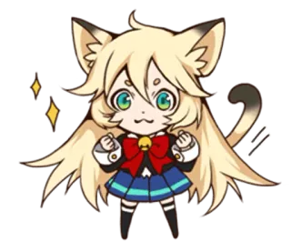 ✨ Anime, Ragazza gatto, Carino, Kawaii, Fantasy telegram sticker