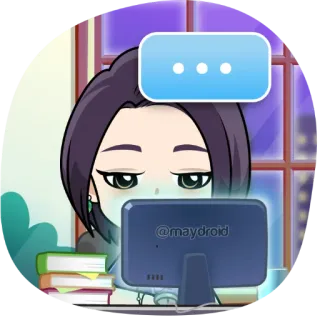 🙂 @maydroid cartoon, computer, chat, character, typing telegram sticker