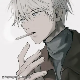 🚬 @Fushiguro_Megumi Fumar, Cigarrillo, Anime, Dibujo, Hombre, Retrato whatsapp sticker