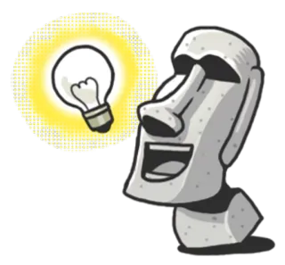 🐷 Moai, Paaseiland, Standbeeld, Gloeilamp, Idee, Denken whatsapp sticker