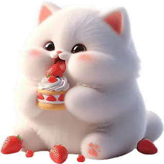 🍿 kucing, imut, stroberi, hidangan penutup, kue, manis, lembut telegram sticker