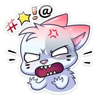 😠 zły, kot, emoji, kreskówka, wściekły, sfrustrowany whatsapp sticker