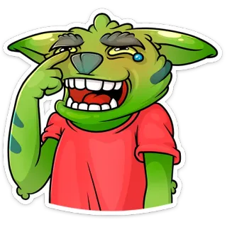 🤣 personagem verde, desenho animado, dedo, emoji, engraçado whatsapp sticker