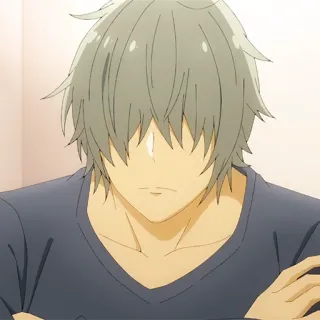 ✏️ anime, man, grey hair, serious, portrait telegram sticker