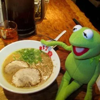 🍝 Kermit 커밋, 머펫, 라면, 음식, 점심, 인형, 밈 telegram sticker
